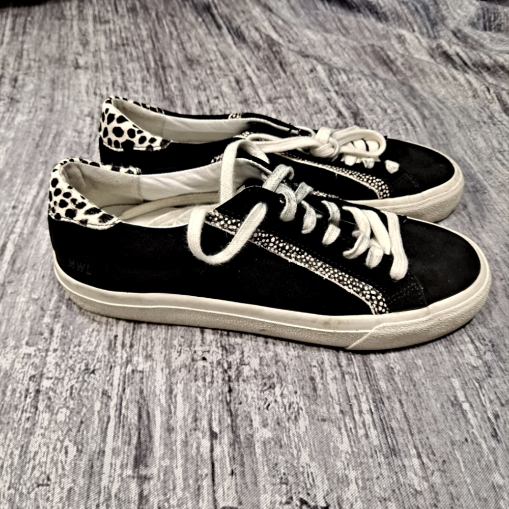 Madewell Sneakers black and white leather, fur-dyed  size 7.5 GUC